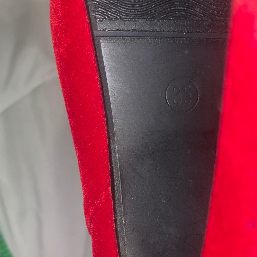 Elegant Red Buttoned Ankle Boots - Picture 4 of 4